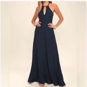 Lulu’s Maxi Keyhole Navy Dress